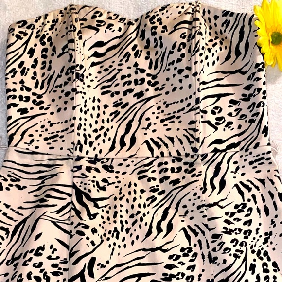 H&M Animal Print Strapless Sweetheart Dress Size 14 - Picture 2 of 4